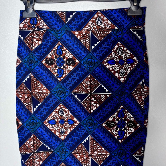 D’iyanu Blue and Brown African Print Pencil Skirt, size M - Picture 1 of 6